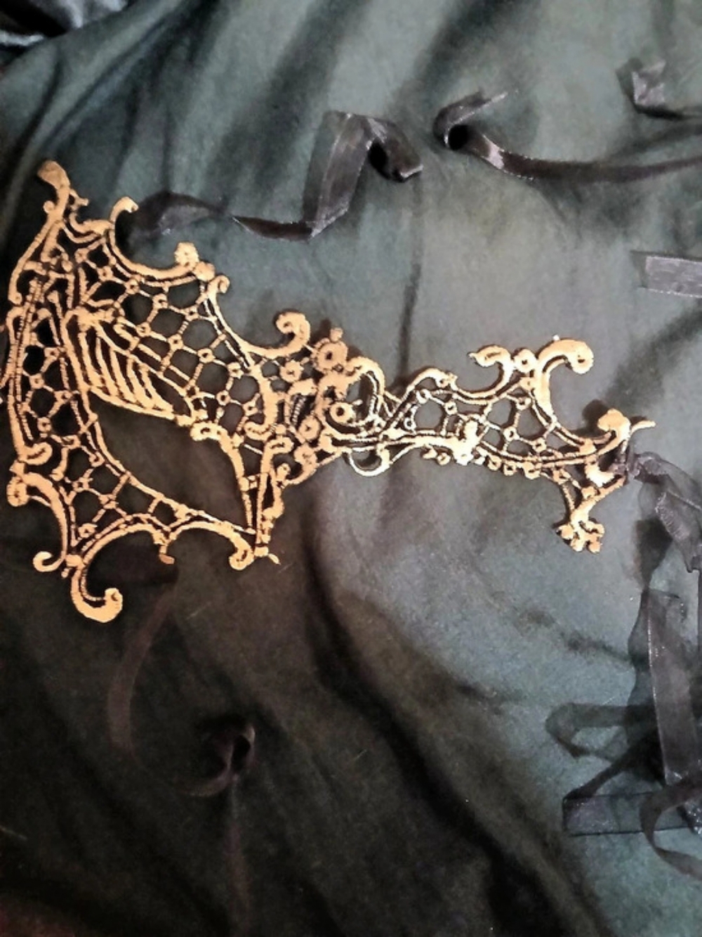 3 Black & Gold Lace Mask